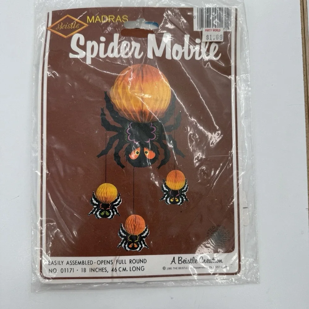 Vintage Beistle Halloween Lot Of 3 Witch Cat Bat Ghost Spider Garlands 1980s NEW
